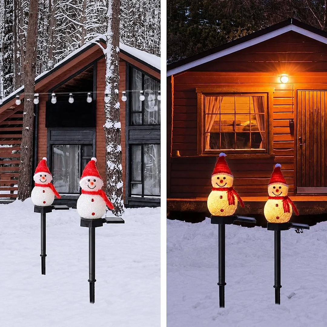Outdoor Christmas Lights Solar Snowman Stake Lamp