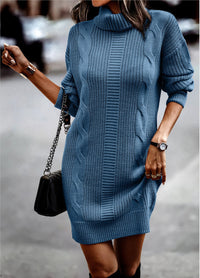Alison | Women's Cable Knit Turtleneck Sweater Dress