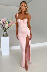 Sienna | Women's Satin Ruched Maxi Dress
