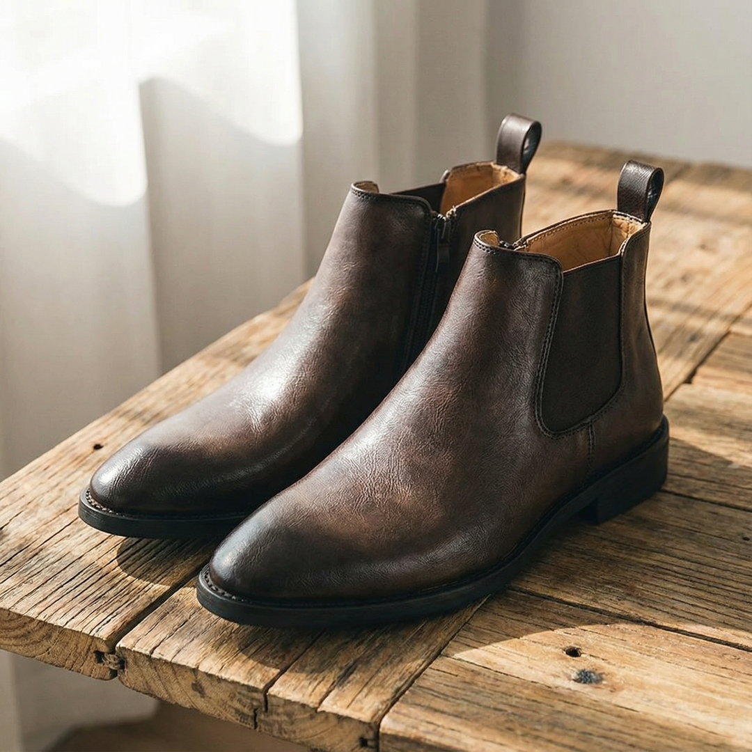 Andrew | Men's Classic Leather Chelsea Boots with Side Zip