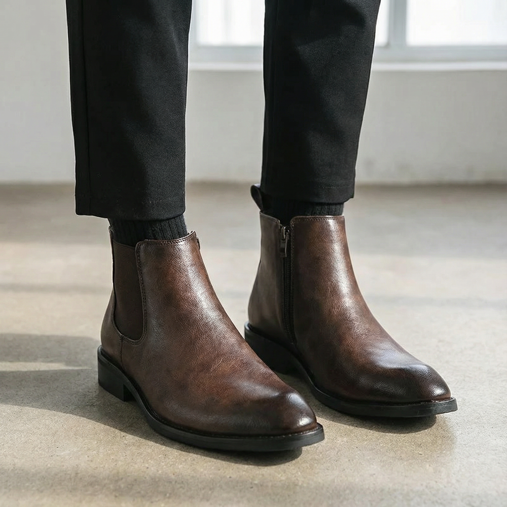 Andrew | Men's Classic Leather Chelsea Boots with Side Zip