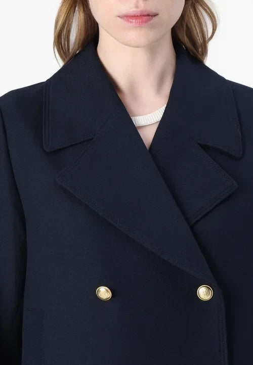 Ava | Women's High Neck Button Front Pea Coat