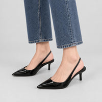 Carolyn | Women's Pointed Toe Slingback Patent Kitten Heels