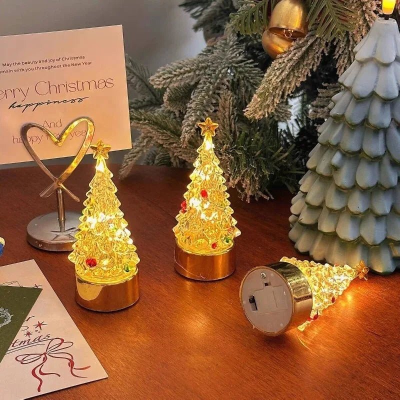 Christmas Tree Lamp with LED Light and Gold Base