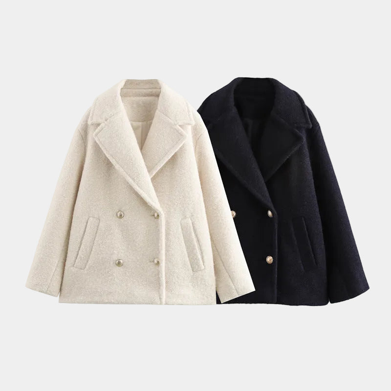 Claire | Women's Double Breasted Wool Blend Pea Coat