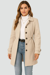 Sophie | Women's Belted Button Waist Belt Trench Coat