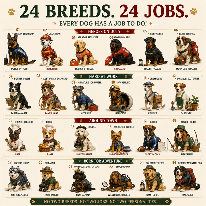 Dog Advent Calendar with 24 Breeds and Job-Inspired Characters