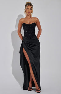 Celeste | Women's Beaded Corset Satin Holiday Gala Dress