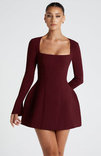 Victoria | Women's Short Long Sleeve Square Neck Cocktail Dress