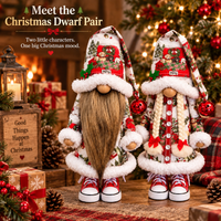 Festive Christmas Gnomes Pair with Long Beard and Braided Hair
