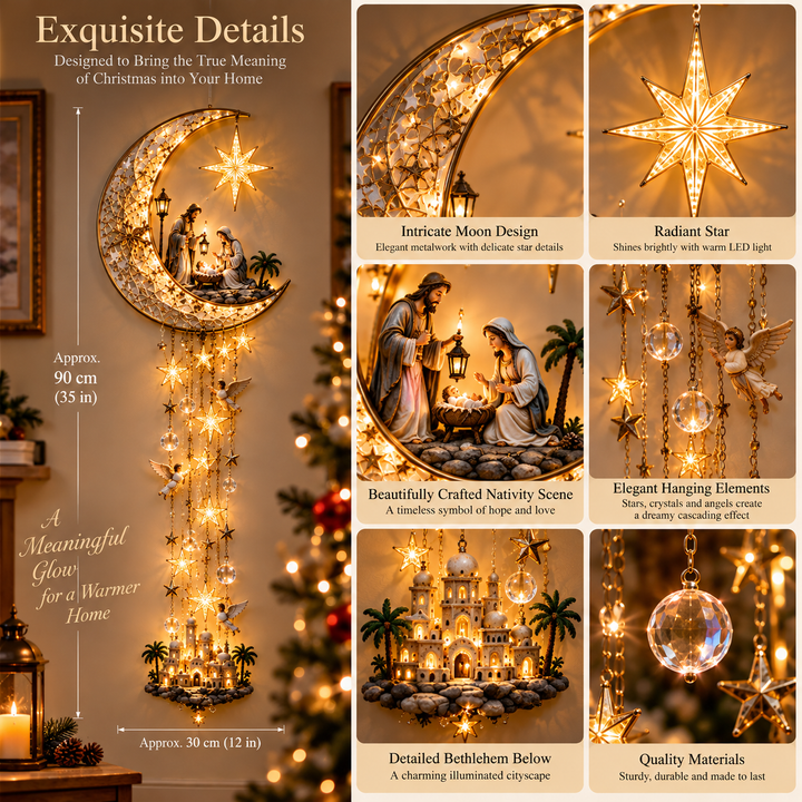 Illuminated Nativity Christmas Wall Hanging with LED Lights