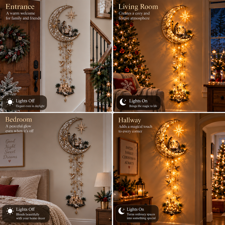 Illuminated Nativity Christmas Wall Hanging with LED Lights