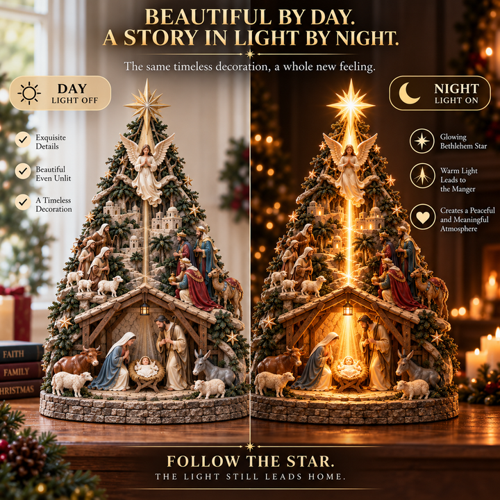 Illuminated Nativity Star Tree Topper