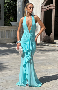 Vivienne | Women's Party Mesh Plunge Maxi Dress