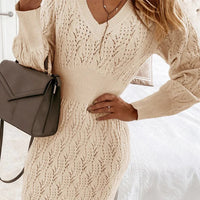 Maria | Women's Fitted Pointelle Knit Midi Dress