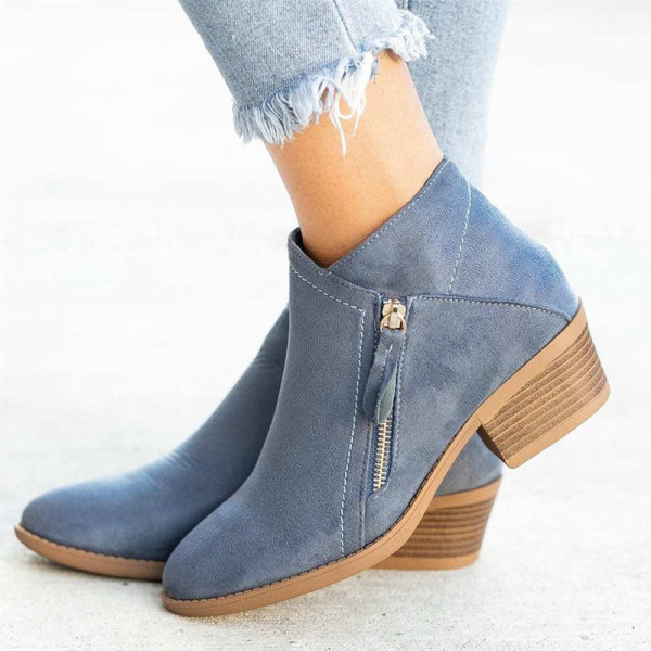 Julie | Women's Classic Ankle Boots with Side Zip and Block Heel