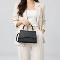 Women's Structured Crocodile Top Handle Handbag