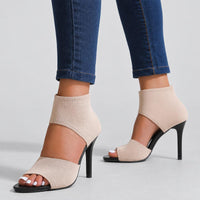 Kate | Women's Peep Toe Knit Ankle Strap Stiletto Heels