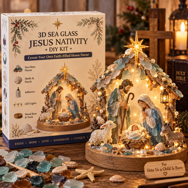 Light Up Nativity Scene DIY Kit with Sea Glass