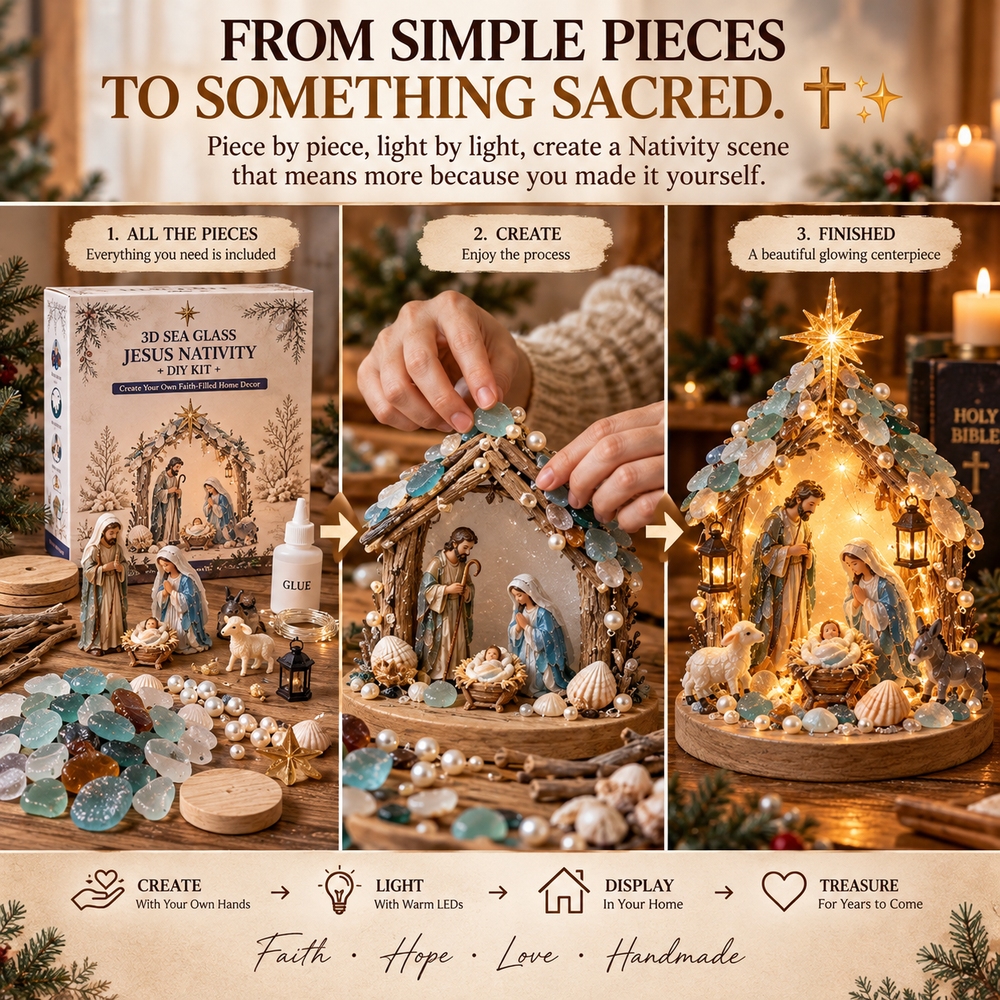 Light Up Nativity Scene DIY Kit with Sea Glass