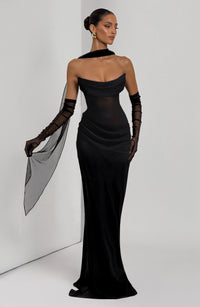 Selena | Women's Strapless Cowl Neck Holiday Maxi Dress