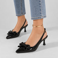 Lisa | Women's Pointed Bow Tie Slingback Kitten Heels