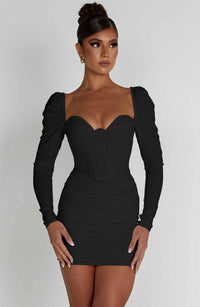 Elena | Women's Short Corset Long Sleeve Cocktail Dress