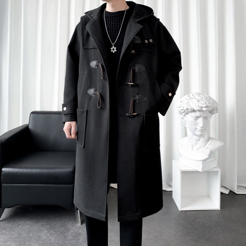 Monty | Men's Long Hooded Wool Duffle Coat