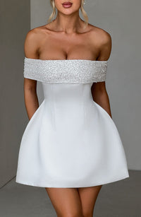 Brielle | Women's Short Bardot Sparkle Homecoming Mini Dress
