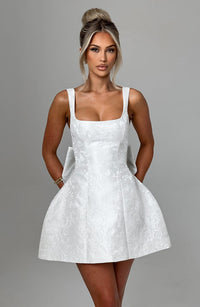 Rosalie | Women's Short Bow Floral Homecoming Mini Dress