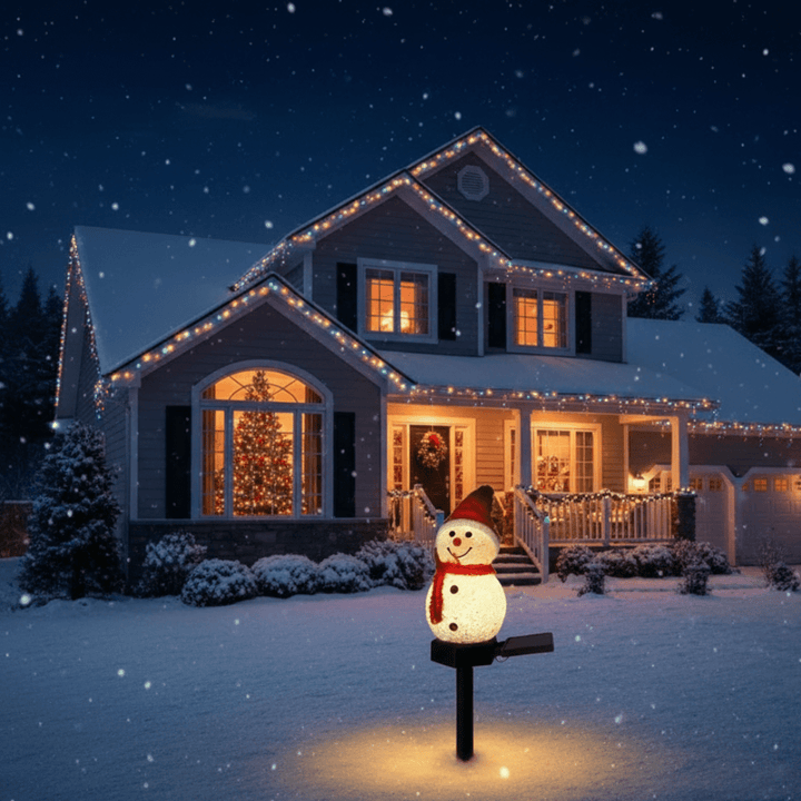 Outdoor Christmas Lights Solar Snowman Stake Lamp