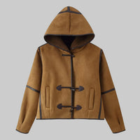 Clara | Women's Winter Suede Teddy Lined Duffle Coat