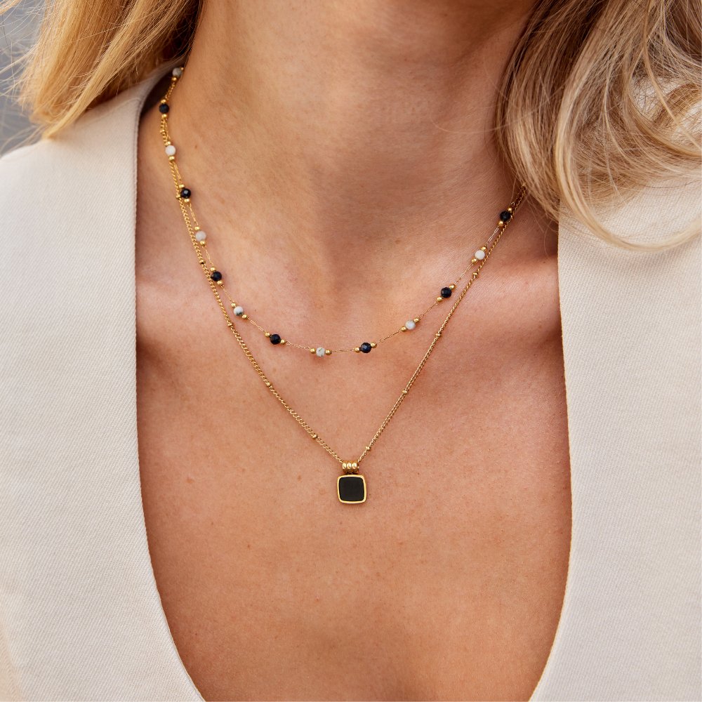 Phoebe | Women's Gold Stone Beaded Necklace