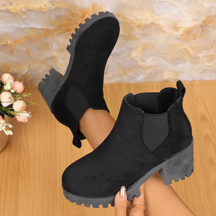 Rebecca | Women's Chunky Platform High Heeled Suede Chelsea Boots