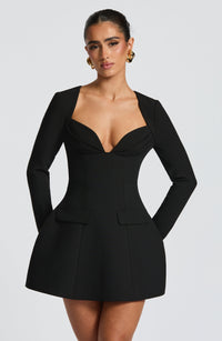 Celine | Women's Short Long Sleeve Modest Homecoming Mini Dress