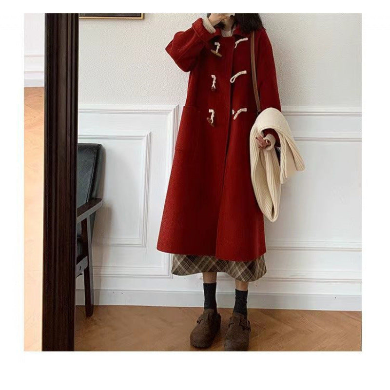 Ruby | Women's Long Wool Blend Duffle Coat with Toggle Closure
