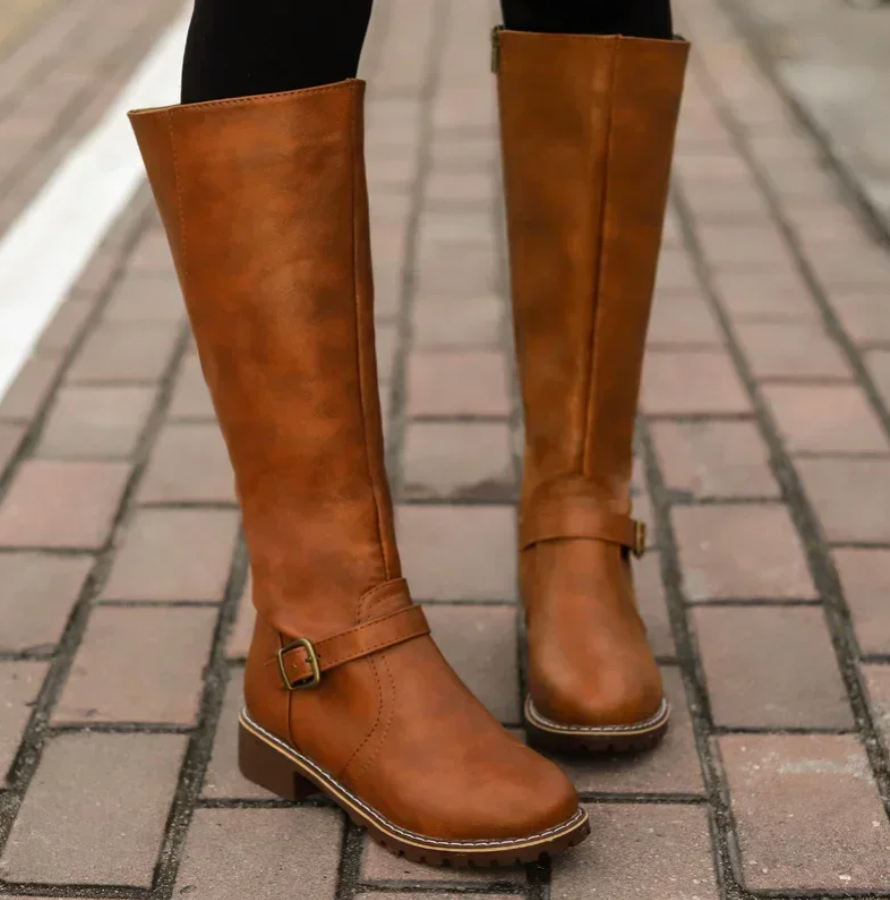 Samantha | Women's Buckled Side-Zip Knee High Orthopedic Boots