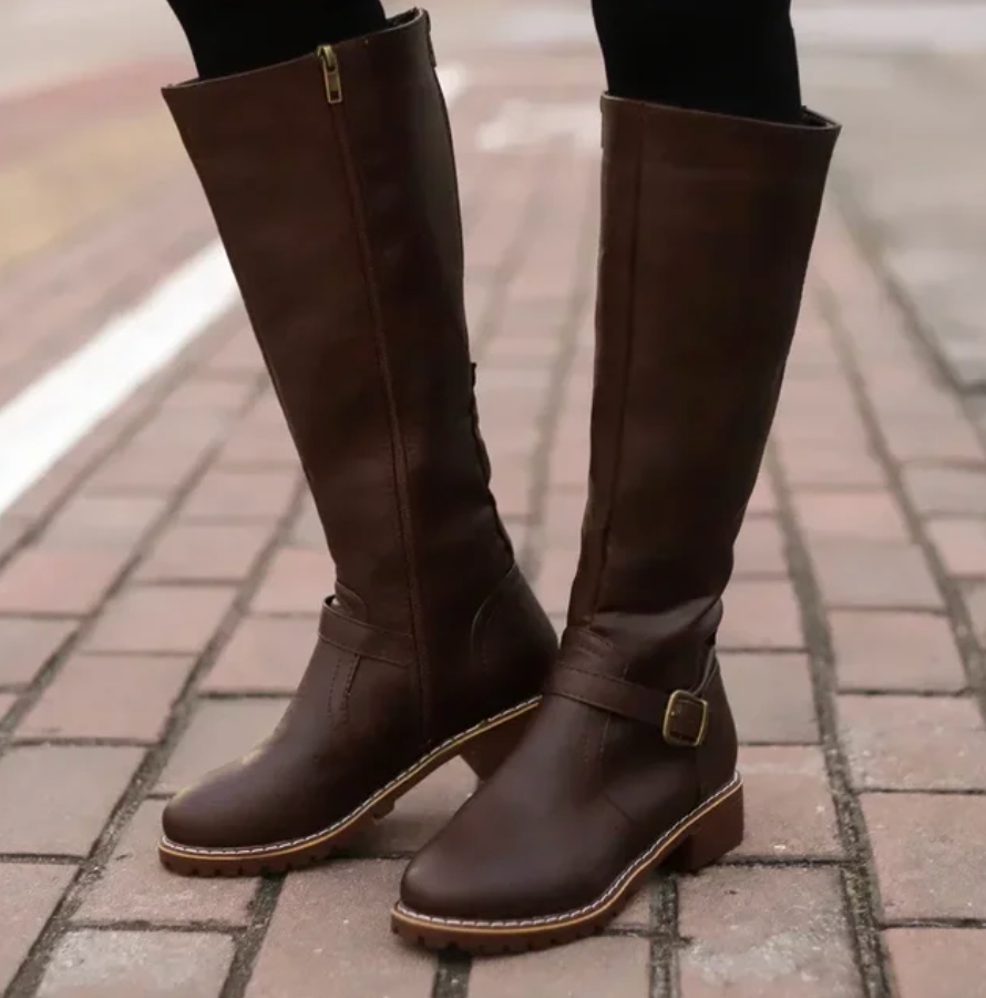 Samantha | Women's Buckled Side-Zip Knee High Orthopedic Boots