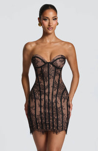 Amelia | Women's Fitted Lace Applique Mini Cocktail Dress