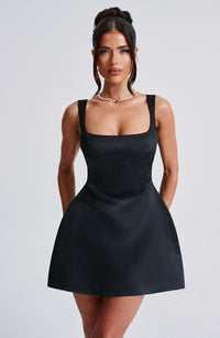 Iris | Women's Square Neck Satin Bubblehem Homecoming Mini Dress