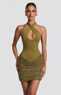 Elara | Women's Sparkle Cowl Neck Homecoming Mini Dress