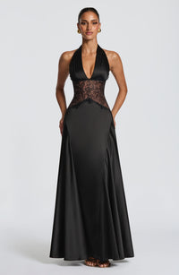 Seraphina | Women's Halter Lace Backless Holiday Maxi Dress