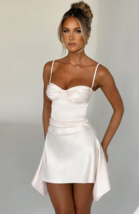 Celeste | Women's Satin Fitted Cupped Homecoming Mini Dress
